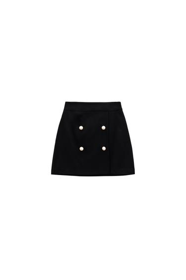 PEARL BUTTON MINI SKIRT