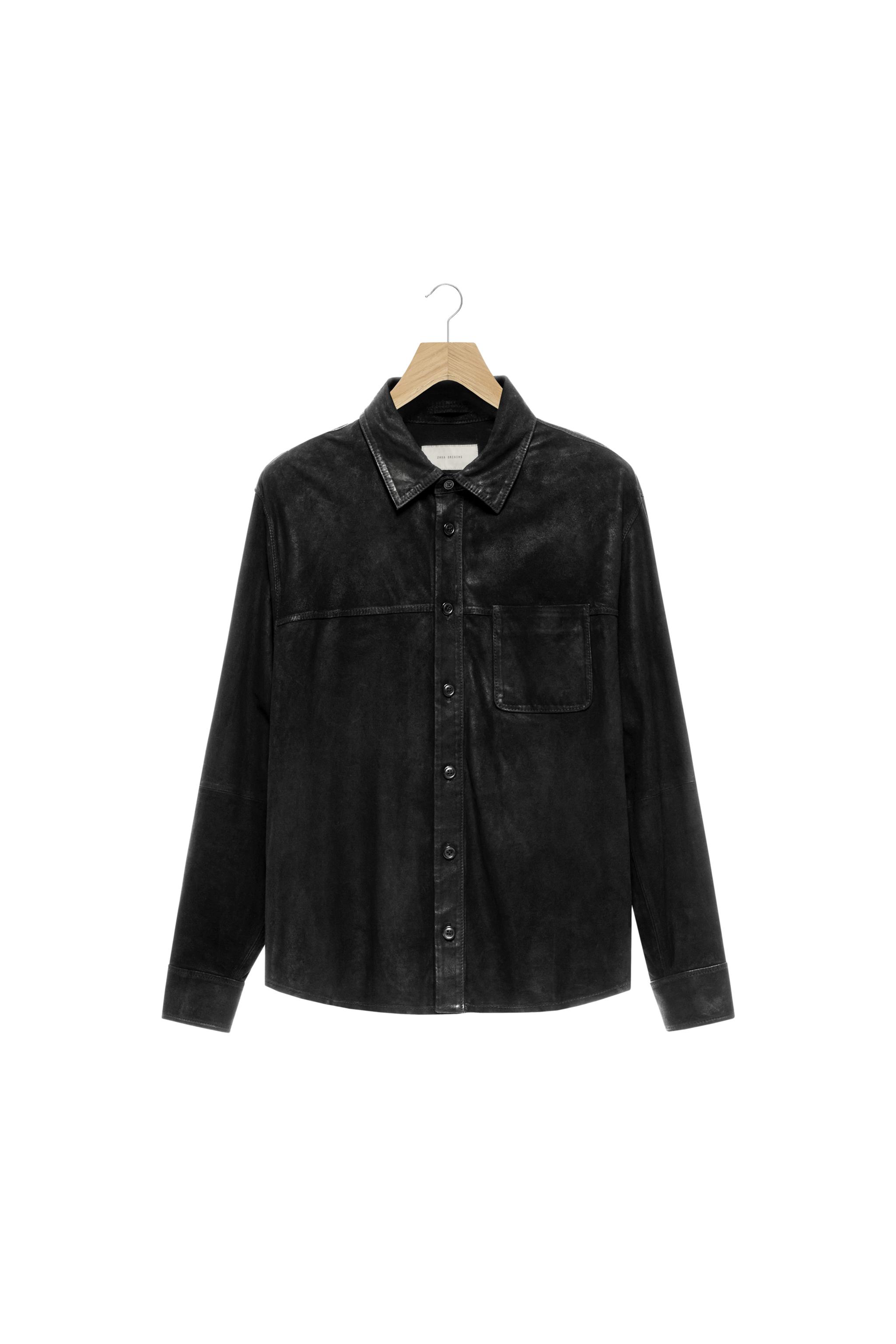 スエードレザーシャツジャケット - ブラック | ZARA Japan / 日本