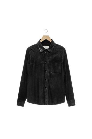 LEATHER SUEDE OVERSHIRT - Black by Zara