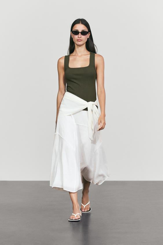 Zara Square Neck Top - Dark khaki - Image 0