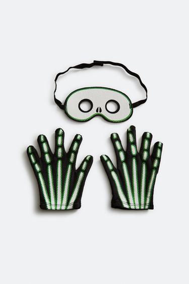 Zara CHILDREN'S SKELETON HALLOWEEN COSTUME WITH GLOVES AND MASK - Black