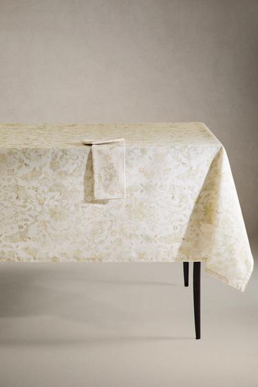 ΤΡΑΠΕΖΟΜΑΝΤΗΛΟ ΜΕ ΣΧΕΔΙΟ ΝΤΑΜΑΣΚ - Πράσινο ανοιχτό του Zara - Εικόνα 0