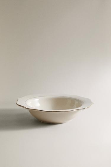 PORCELÁNOVÝ HLUBOKÝ TALÍŘ S DETAILEM OKRAJE - Smetanová od Zara - Obrázek 0