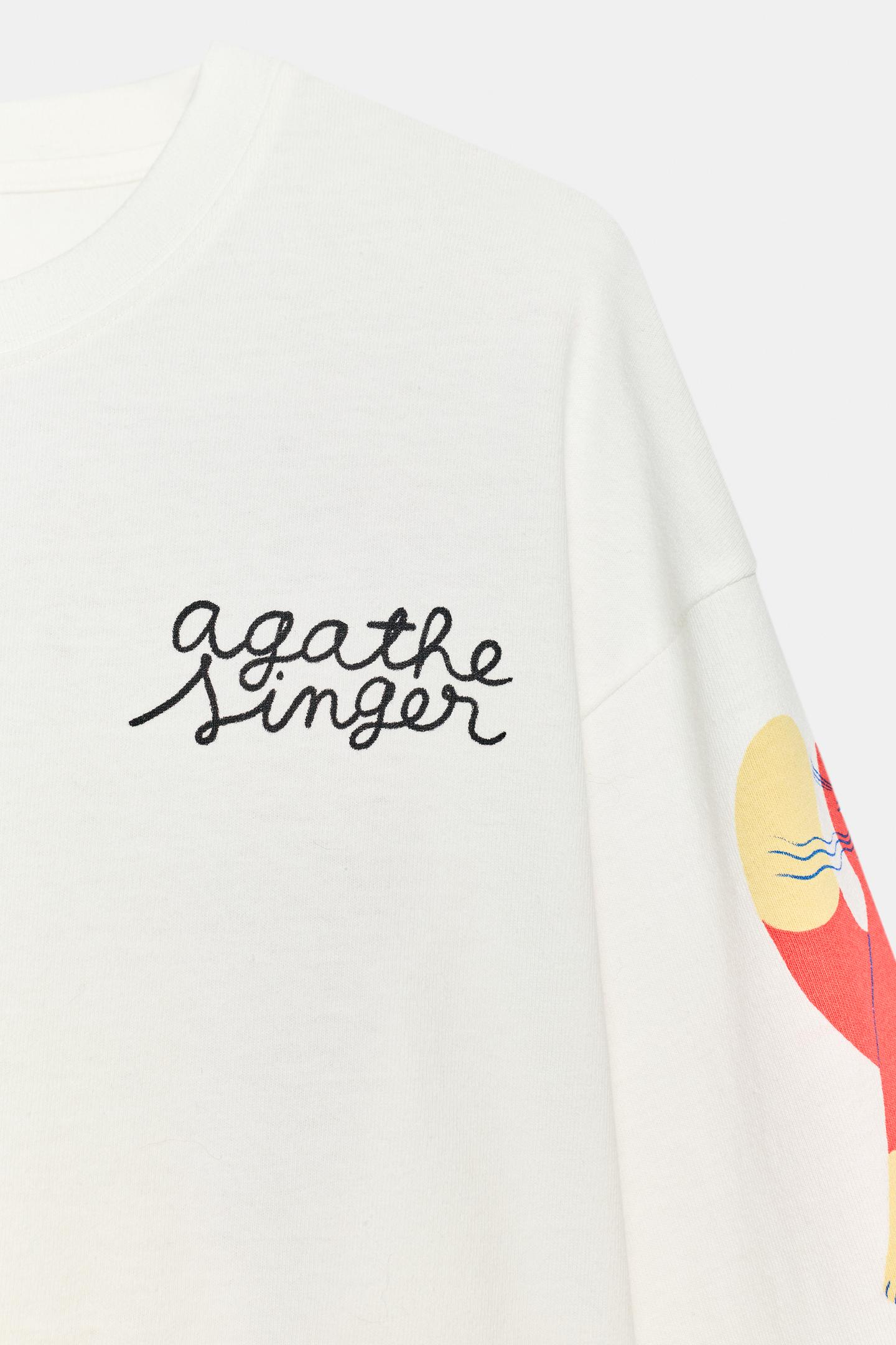 Женская футболка Zara Agathe Singer Print, цвет: Устричный белый — фото 7