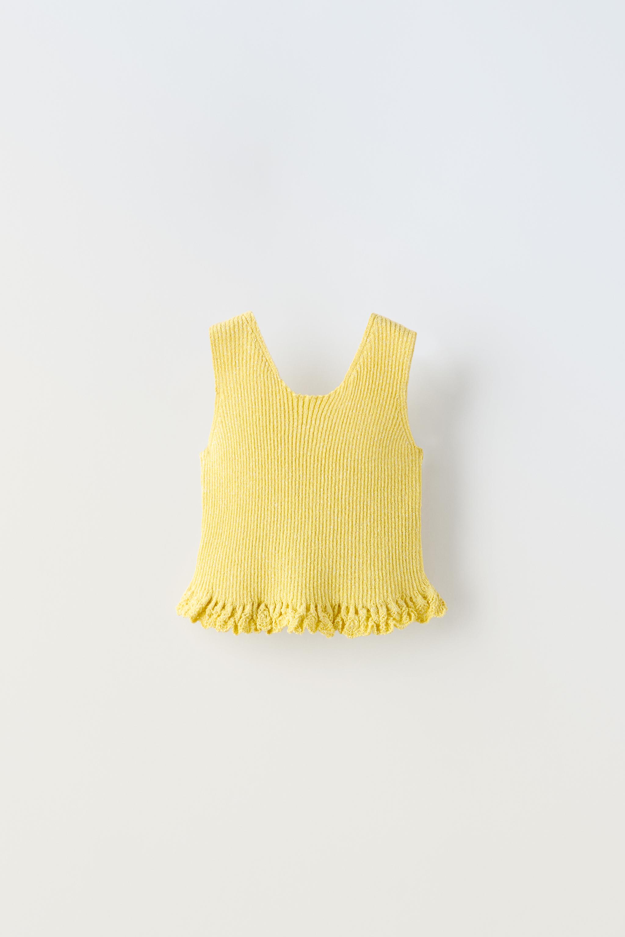  OTHER STORIES Knitted Mini Tube Top in Yellow