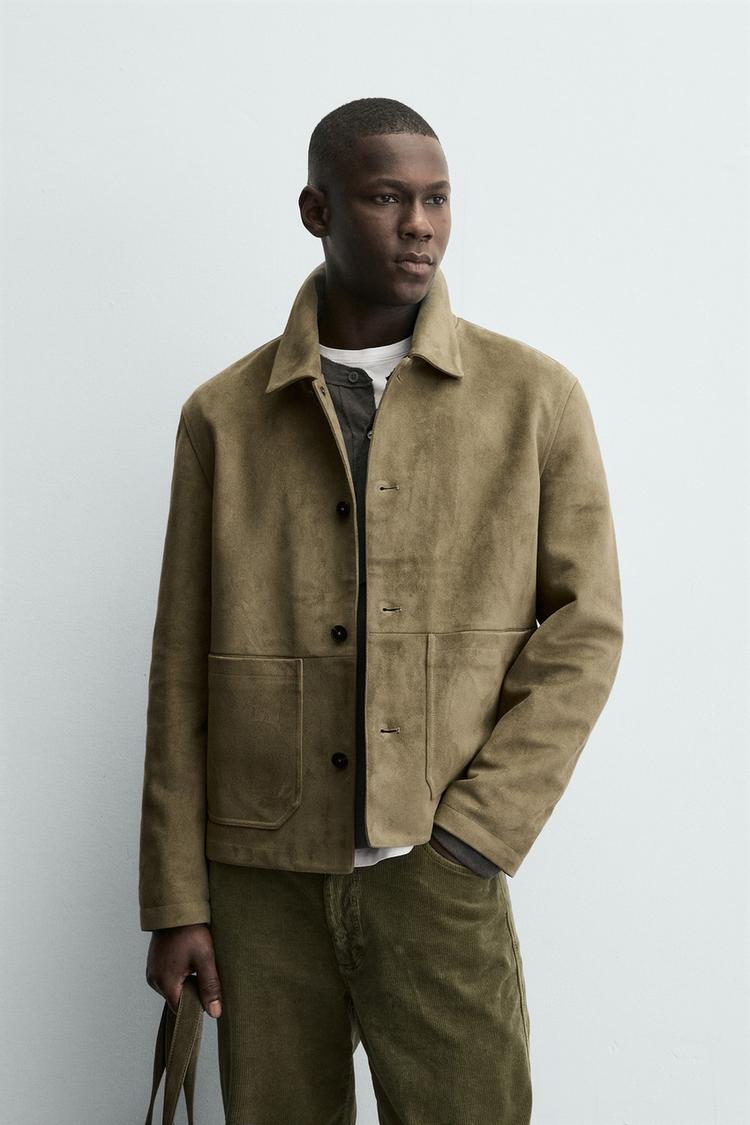 ZARA FAUX SUEDE JACKET WITH POCKETS