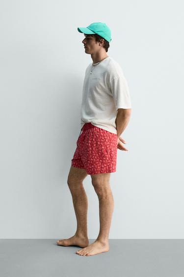 T-SHIRT DÉLAVÉ COTON ET LIN FLORIDE - Blanc de Zara - Image 3