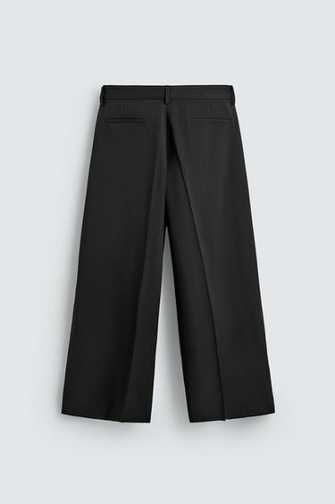 WIDE-LEG PLEATED TROUSERS - Black by Zara - Image 7