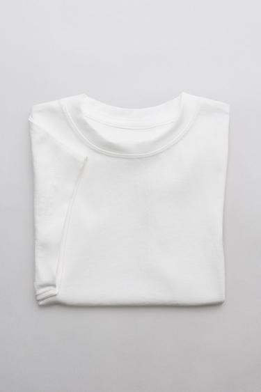 Zara PLAIN TAB T-SHIRT - White