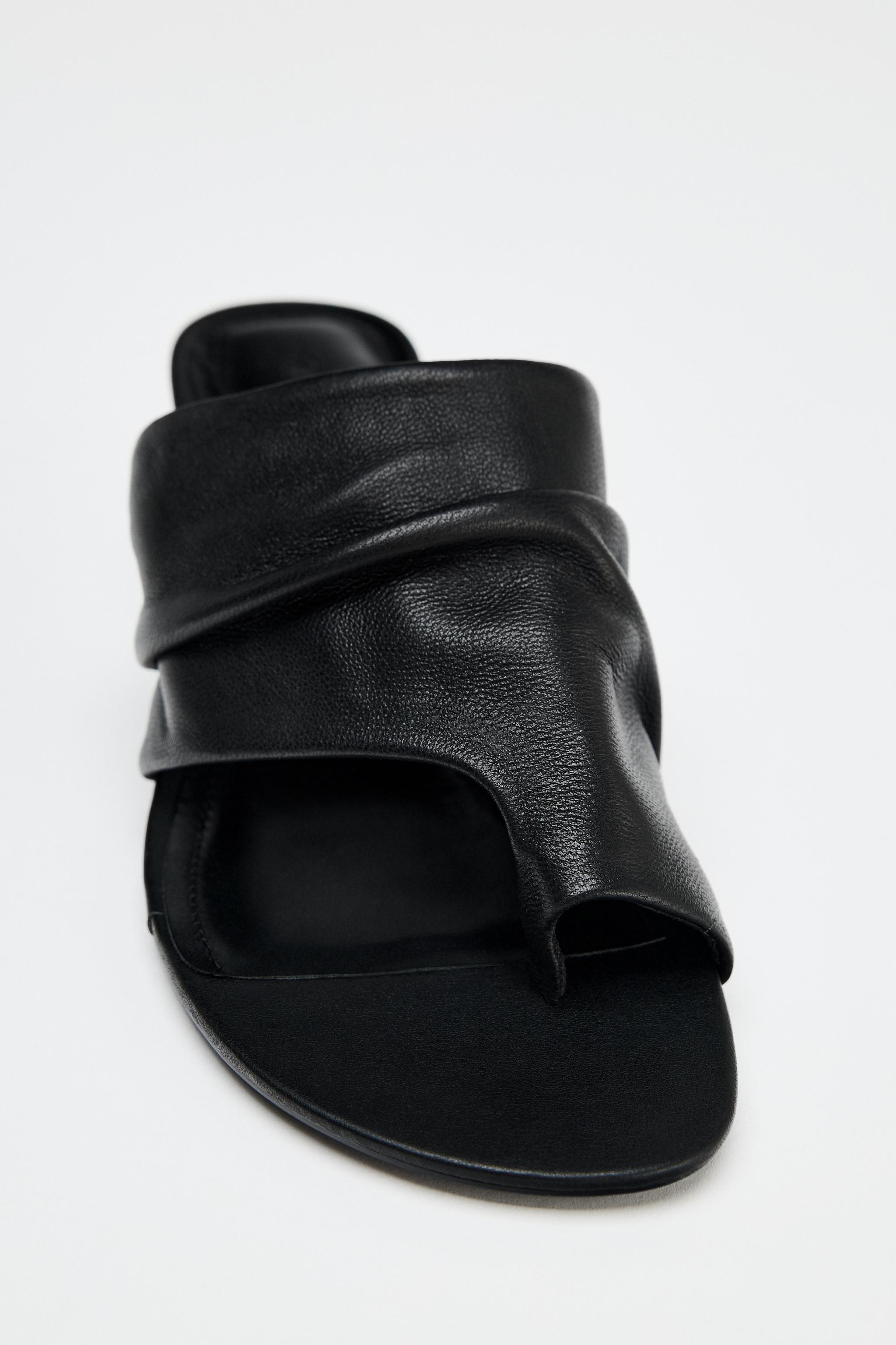 CHUNKY LEATHER HIGH HEELED SANDALS - Black | ZARA United States