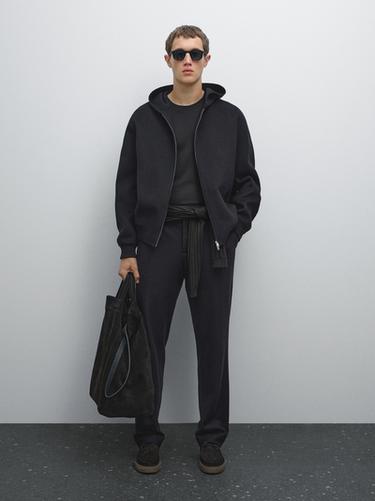 Zara Wool blend hooded cardigan - Navy blue