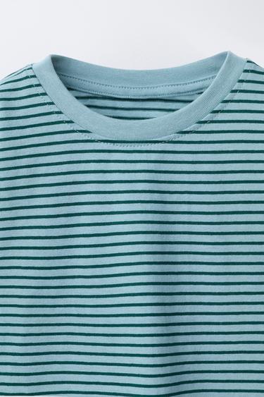 LOT DE DEUX T-SHIRTS À RAYURES - Vert / Bleu de Zara - Image 3