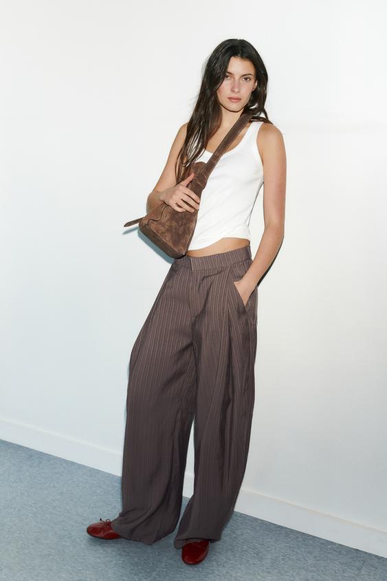 PLEATED FLOWING TROUSERS - mink brown by Zara - Image 0