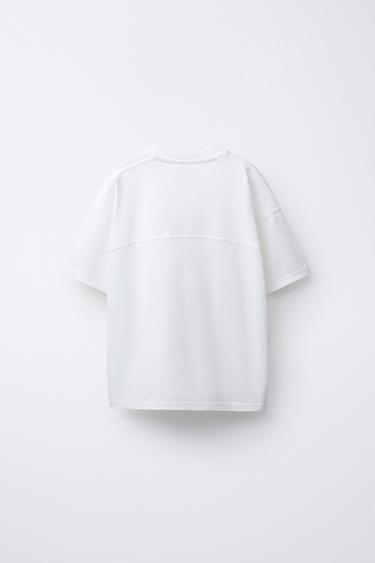 T-SHIRT À INSCRIPTION BRODÉE - Blanc cassé de Zara - Image 1