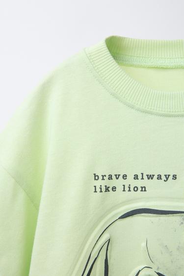 EMBOSSED LION T-SHIRT - Green by Zara - Image 2