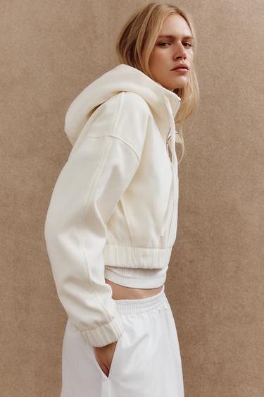 HOODED CLOTH JACKET - Oyster-white by Zara - Image 2