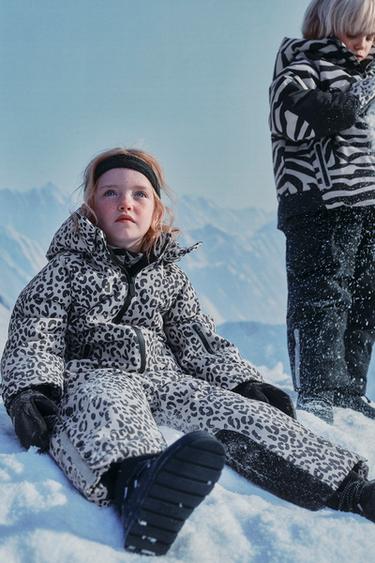 WATER-RESISTANT AND WINDPROOF ANIMAL PRINT SKI JUMPSUIT - Light grey by Zara