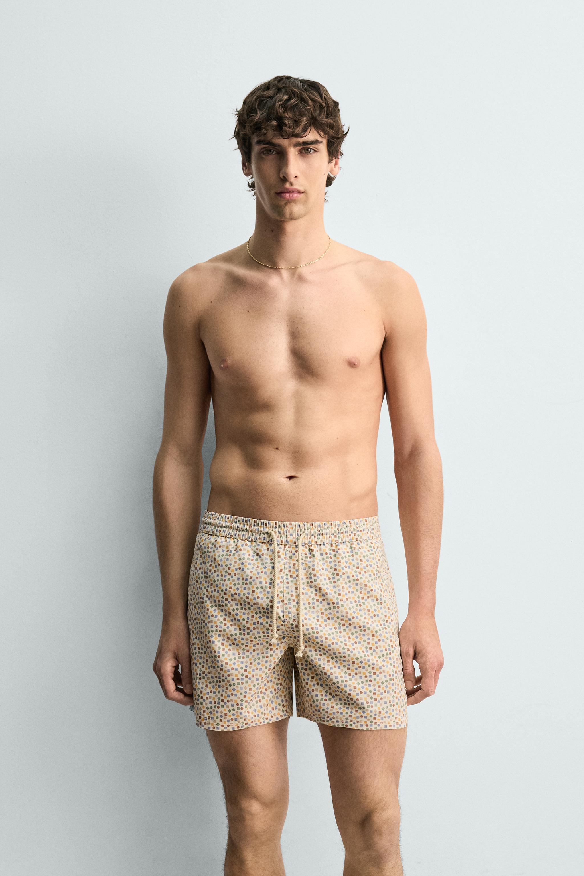 MID-LENGTH GEOMETRIC PRINT SWIMSUIT