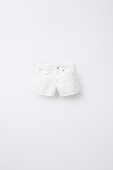 FLORAL DENIM BERMUDA SHORTS - White by Zara - Image 0