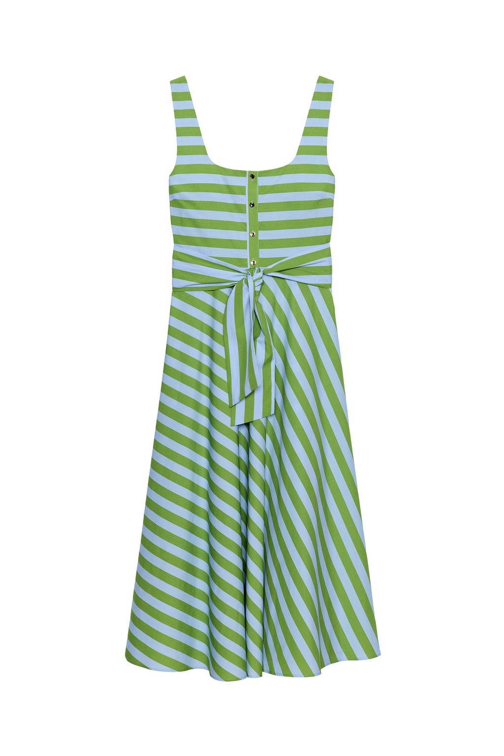 STRIPED BELTED MIDI DRESS - image 3