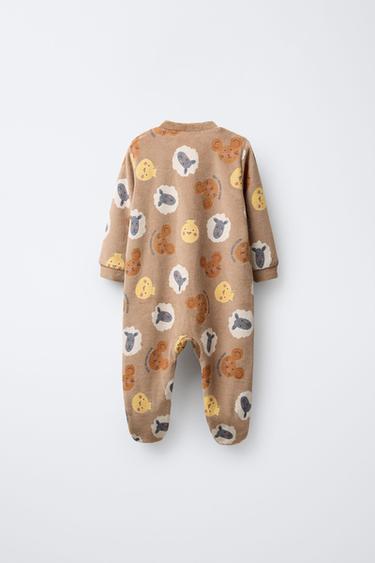 PYJAMA COMBINAISON EN VELOURS À MOTIF ANIMAUX - Marron de Zara - Image 1