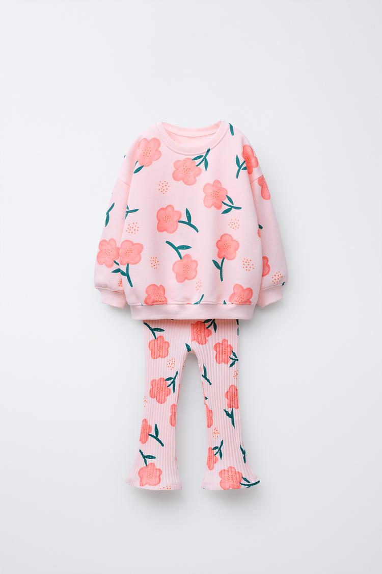 Baby Girls Floral Hoodie & Leggings Set - 2 Piece Outfit For 6 Months To 3 Years