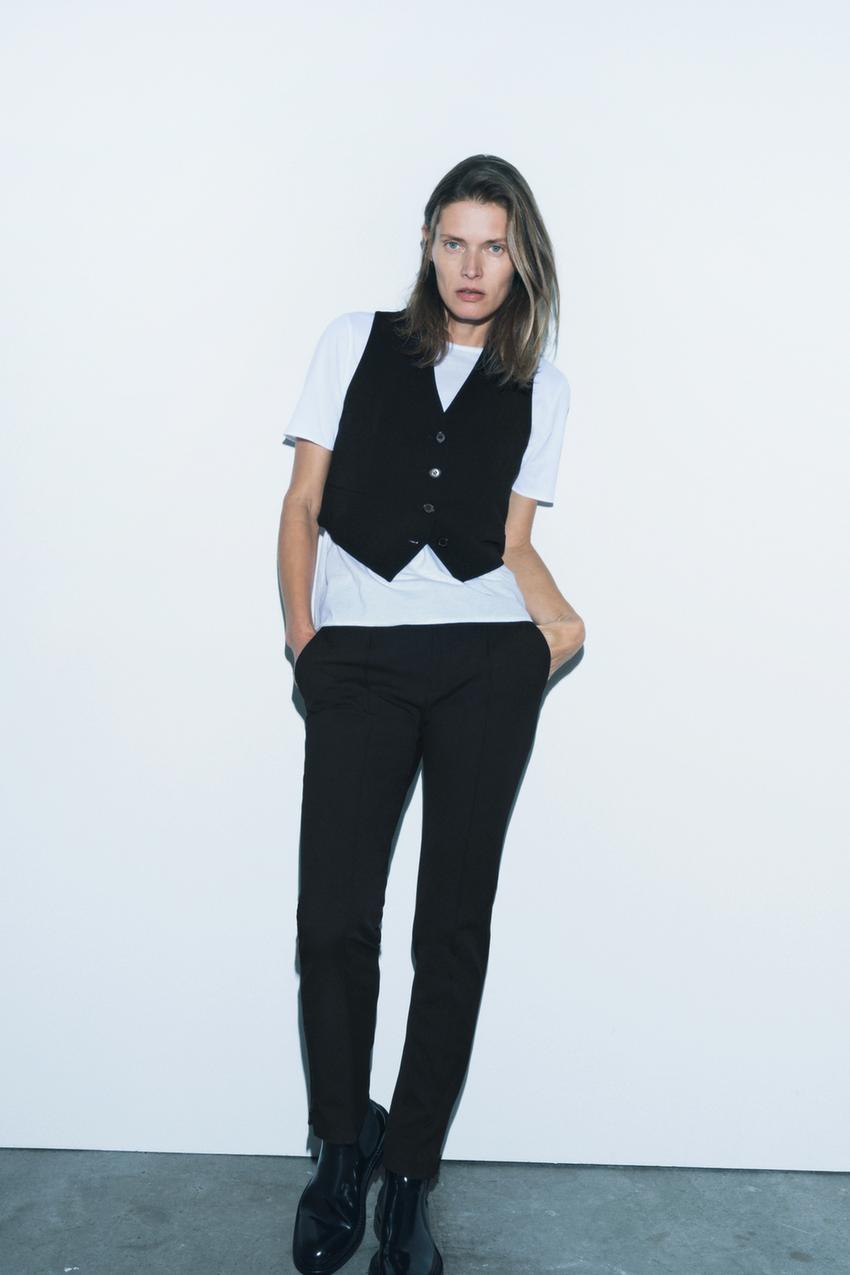 BARREL TROUSERS WITH CUFFED HEMS - Black