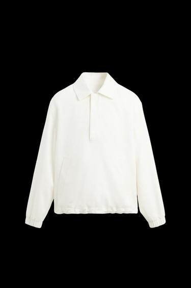 Zara LYOCELL COTTON BLEND KANGAROO JACKET - Ecru - Image 0