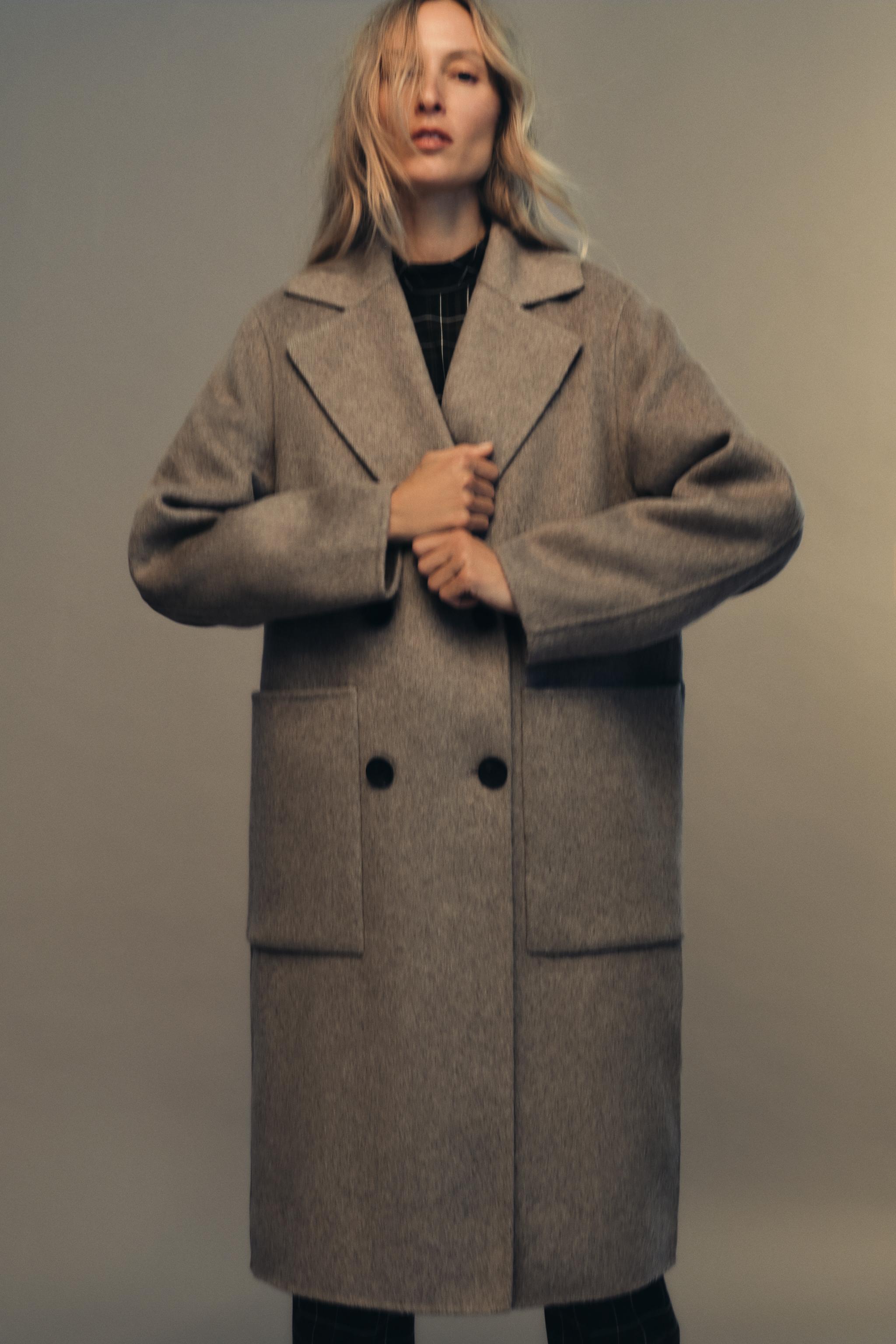 Double breasted coat zara on sale