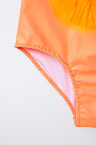 6-14 YEARS/ FLORAL PRINT SWIMSUIT - Orange by Zara - Image 3