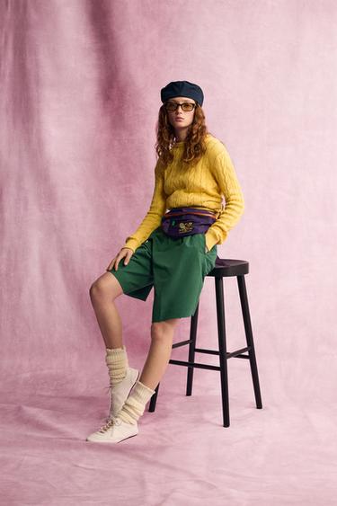 FRUIT OF THE LOOM™ CABLE KNIT OVERSIZED SWEATER — Yellow 2