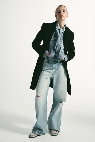 Zara SOFT SHOULDER PAD COAT - Black