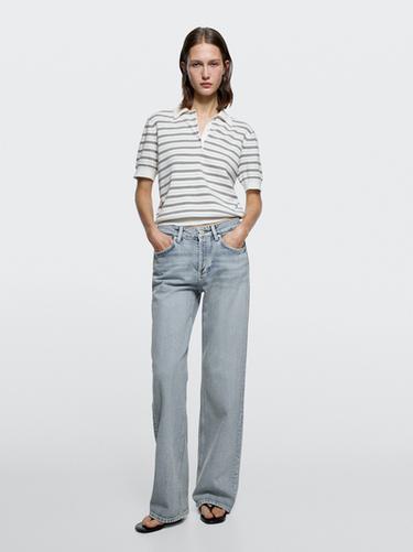 Zara Mid-rise wide-leg jeans - Light blue