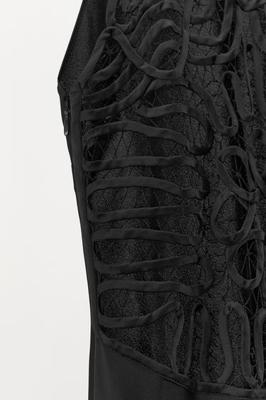 ROBE HALTER SATINÉE DOS BRODÉ - Noir de Zara - Image 6