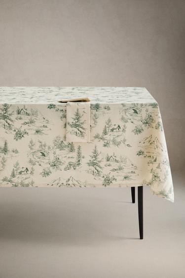 TISCHDECKE AUS BAUMWOLLE MIT TOILE-DE-JOUY-WEIHNACHTSMOTIV - Grün von Zara - Bild 0