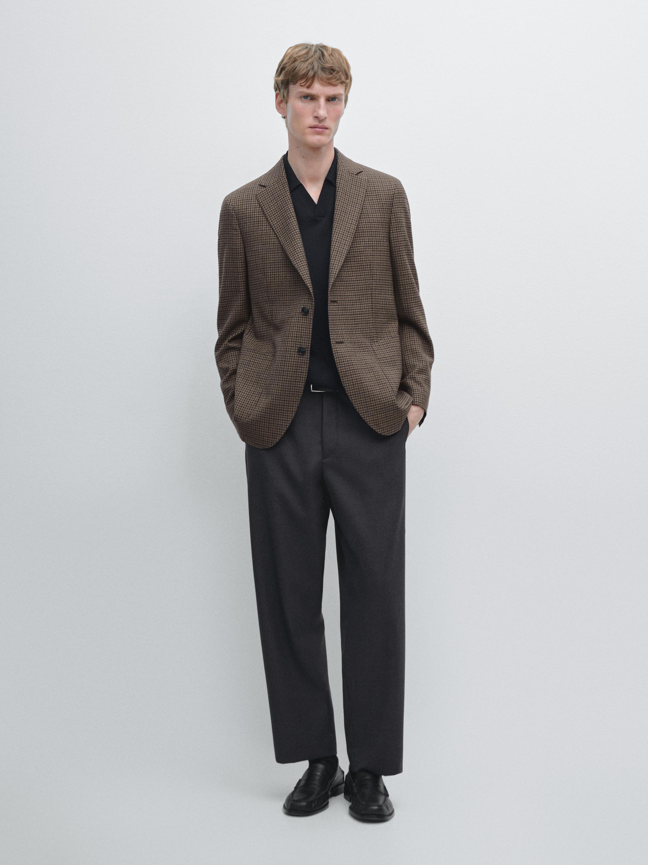 Blazer tailored à carreaux 100 % laine