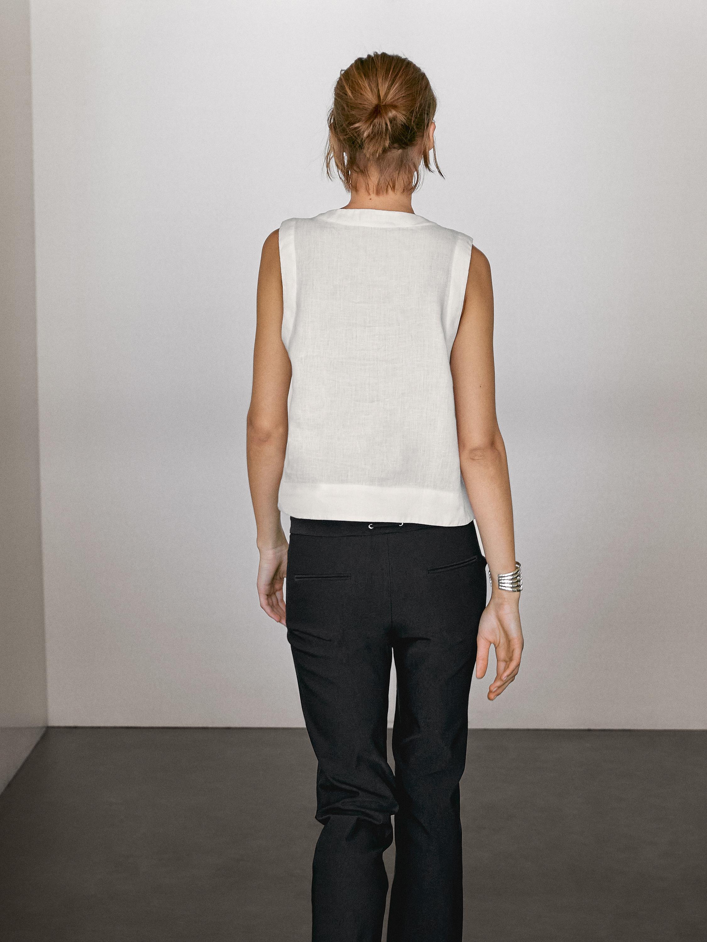 Blouse 100 % lin avec coutures