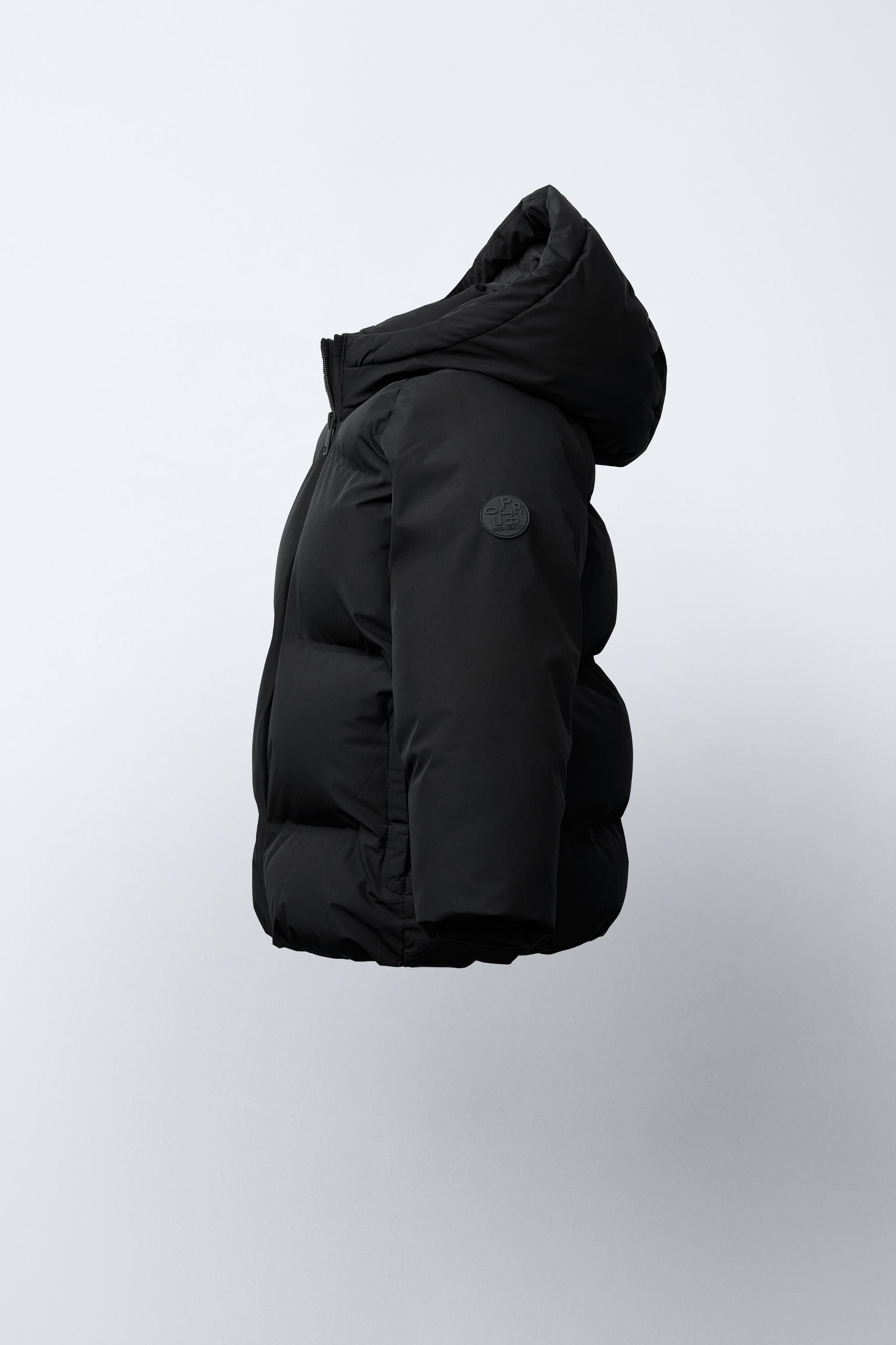 撥水加工 フード付きパフジャケット - ブラック | ZARA Japan / 日本