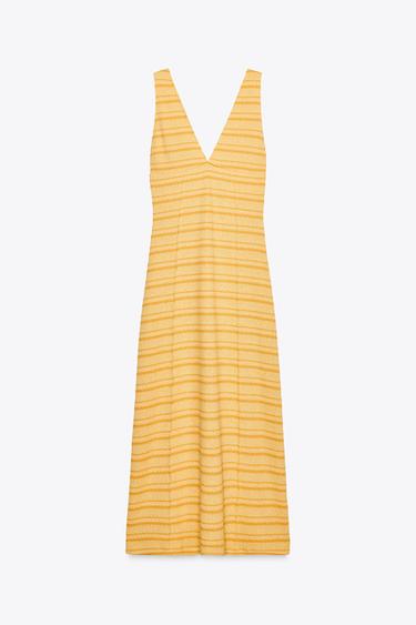VESTIT MIDI RÚSTIC - Taronja / Groc de Zara - Imatge 0