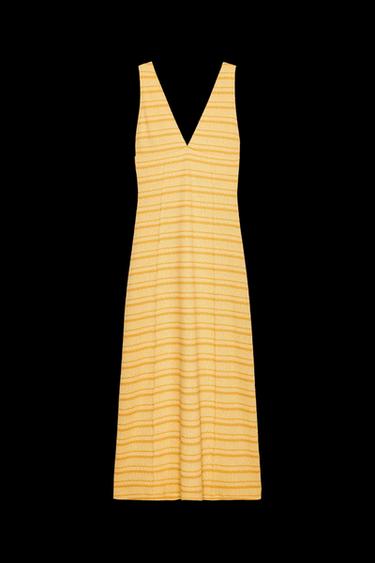VESTIDO MIDI RÚSTICO - Naranja / Amarillo de Zara - Imagen 0