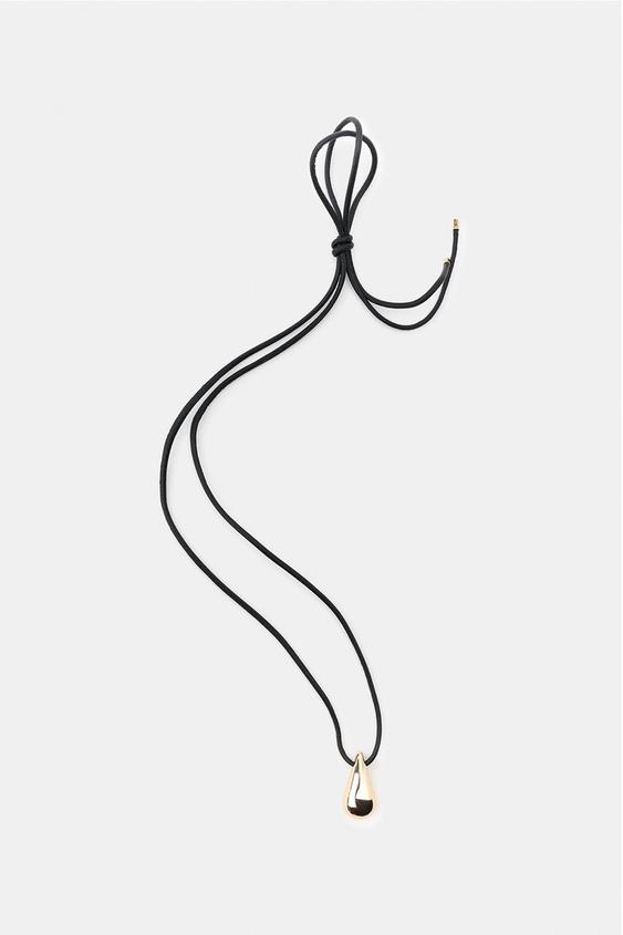 TEARDROP LEATHER CORD NECKLACE