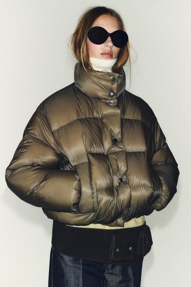 PLUMÍFERO CORTO WATER REPELLENT WINDPROOF - Khaki de Zara