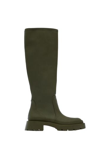 FLAT RUBBERIZED KNEE HIGH BOOTS