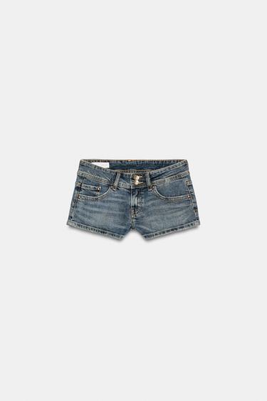 SHORTS MINI DENIM TRF TIRO BAJO - Azul medio de Zara