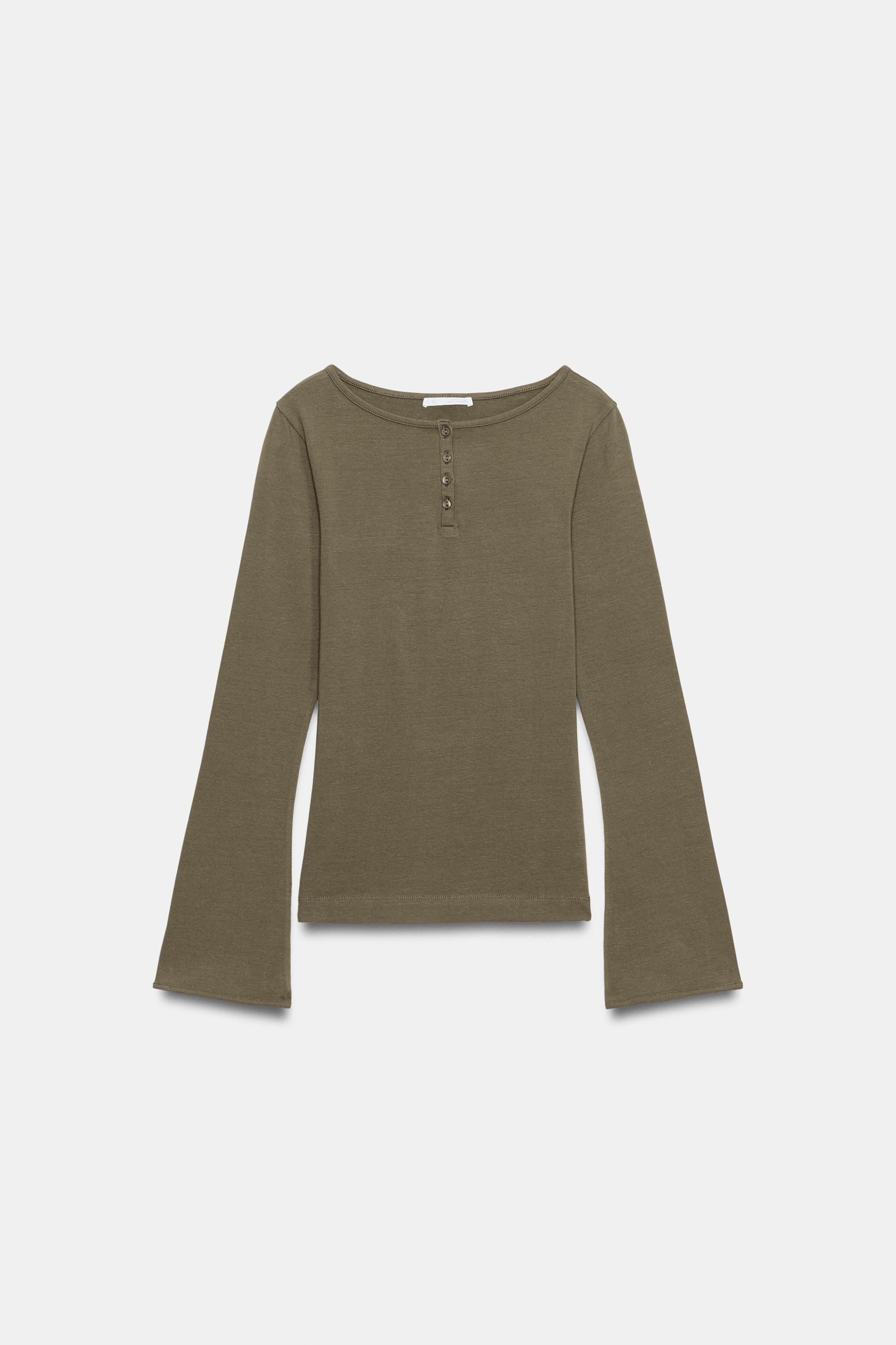 HENLEY T-SHIRT — Brown / Taupe