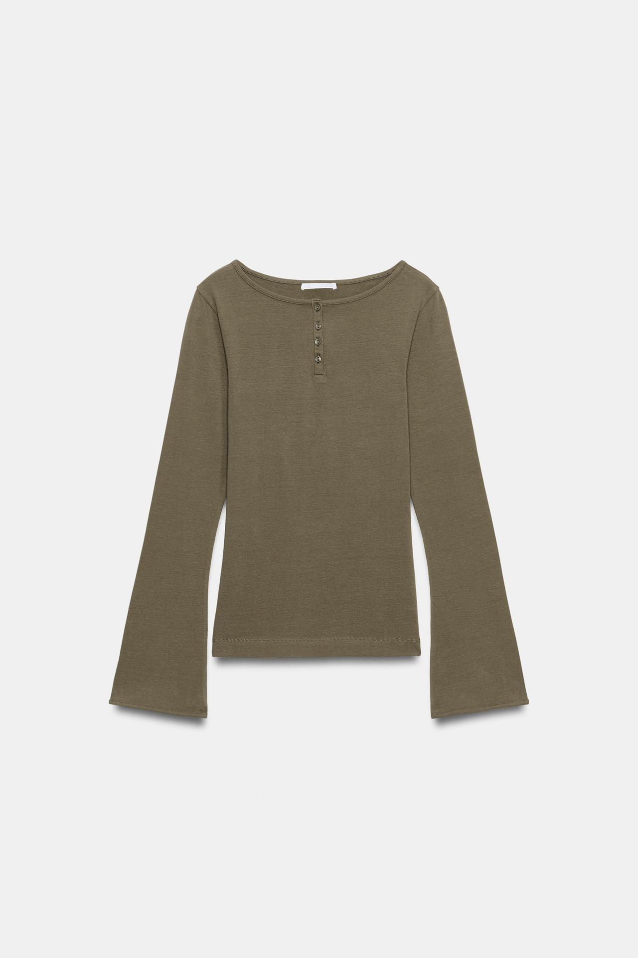 HENLEY T-SHIRT — Brown / Taupe