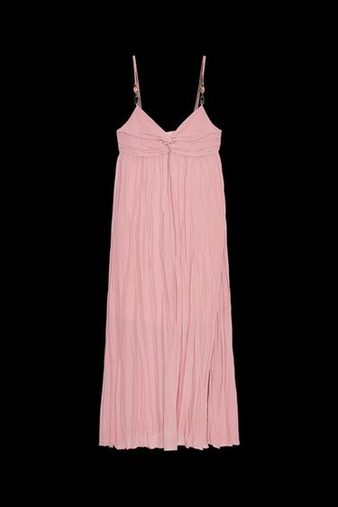 Zara MIDI DRESS WITH APPLIQUÉS - MARSALA - Image 0