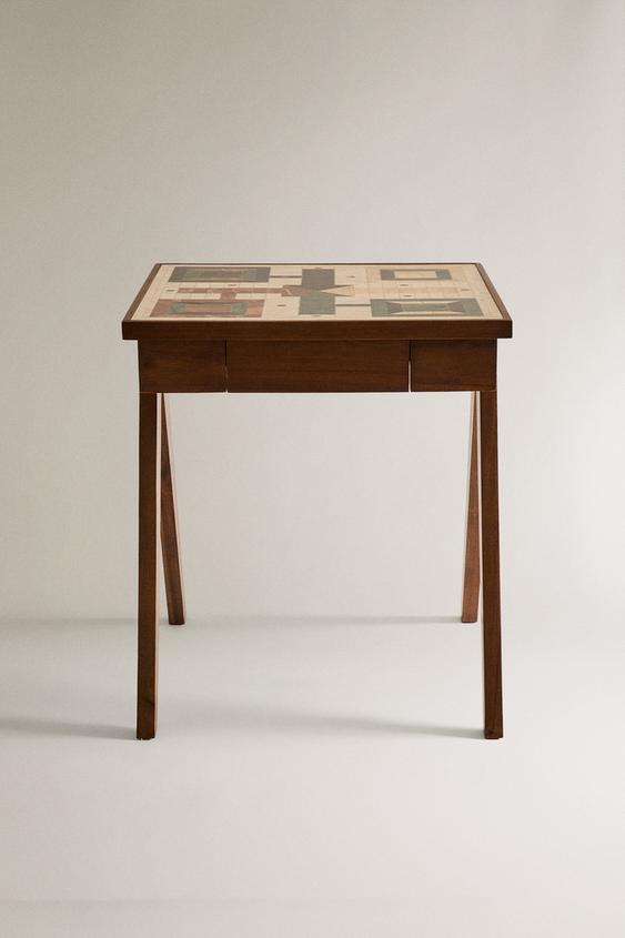 MESA AUXILIAR TABLERO PARCHIS MÁRMOL - Marrón oscuro de Zara - Imagen 0