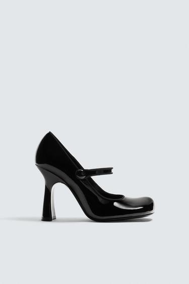 스트랩 레더 힐 슈즈 Harry Lambert for Zara x Disney - Zara 블랙