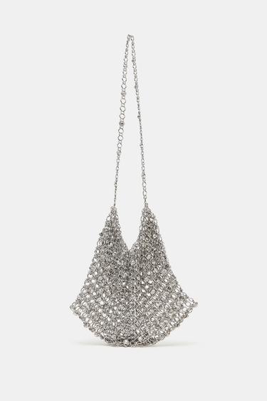 MINI BEADED BUCKET BAG - Silver by Zara